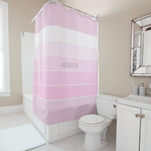 Cortina Para Box Padrão de Stripe Rosa Blush Chic