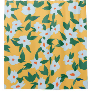 Cortina Para Box Padrão de tecido floral vintage estilo Paint.