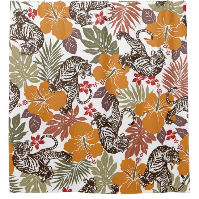 Cortina Para Box Padrão de tigre hibiscus (Frente)