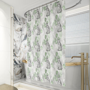 Cortina Para Box Padrão de Tigre Preto Branco Elegante Prata