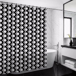 Cortina Para Box Padrão de Treliça de Círculo Preto e Branco Modern