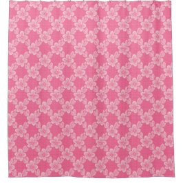 Cortina Para Box padrão de treliça floral rosa