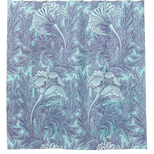 Cortina Para Box Padrão De Tulipa Azul Por William Morris