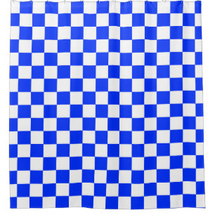 Cortina Para Box Padrão de Verificação Branco Azul