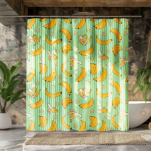Cortina Para Box Padrão de vetor de faixa de banana   Mint Green