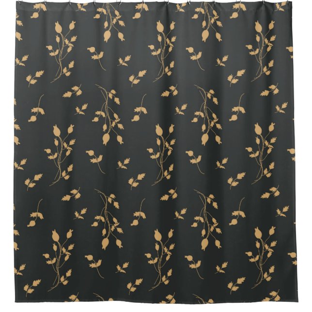 Cortina Para Box Padrão de vindima com silhouettes berry e folhas (Frente)