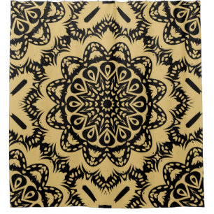Cortina Para Box Padrão decorativo no estilo oriental. Cor no boo