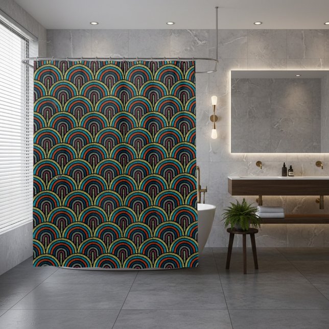 Cortina Para Box Padrão do arco do bordado retrô (Criador carregado)