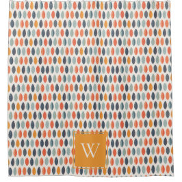 Cortina Para Box Padrão do Monograma Botânico Folheto Laranja-Claro