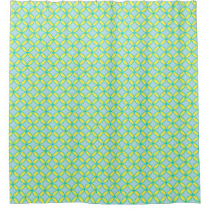 Cortina Para Box Padrão dos círculos azul-teares e amarelo-limão