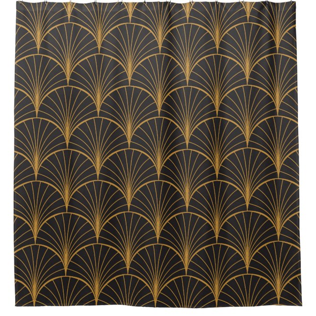 Cortina Para Box Padrão dos Círculos Geométricos de Art Deco (Frente)
