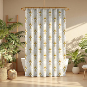 Cortina Para Box Padrão Dourado e branco de descodificação