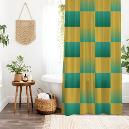 Cortina Para Box Padrão elegante em verde e ouro