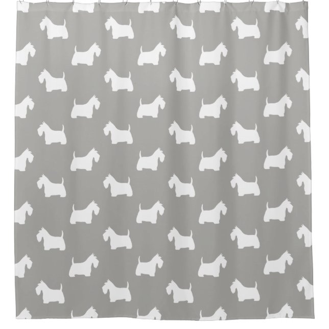 Cortina Para Box Padrão Escocês Branco de Silhouettes (Frente)
