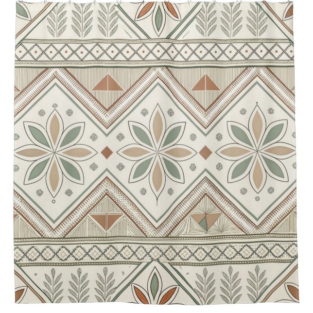 Cortina Para Box Padrão Etnico Geométrico Tribal Floral Sem Costura (Frente)