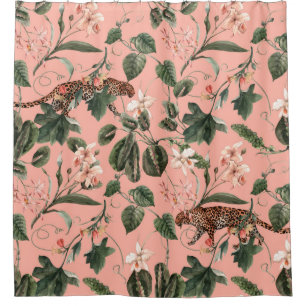 Cortina Para Box Padrão exótico tropical aquarela com orquídea, 