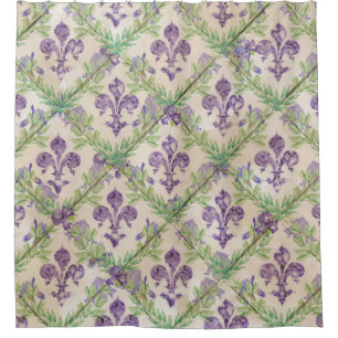 Cortina Para Box Padrão Fleur-de-lis - aquarela Iris