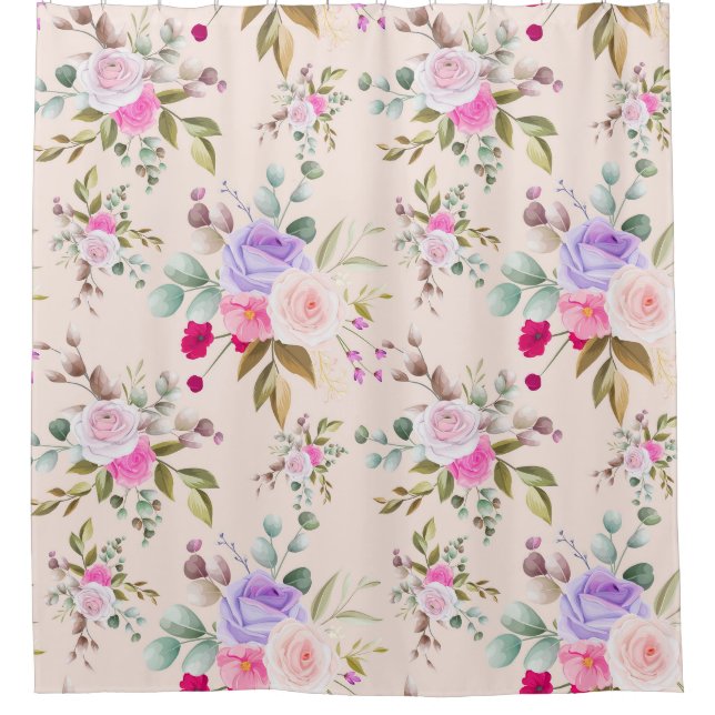 Cortina Para Box Padrão Floral (Frente)