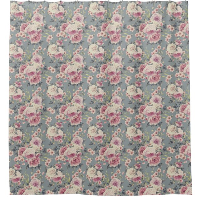 Cortina Para Box Padrão Floral (Frente)