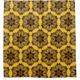 Cortina Para Box Padrão Floral Abstrato amarelo