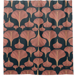 Cortina Para Box Padrão Floral Azul Vintage Gingko