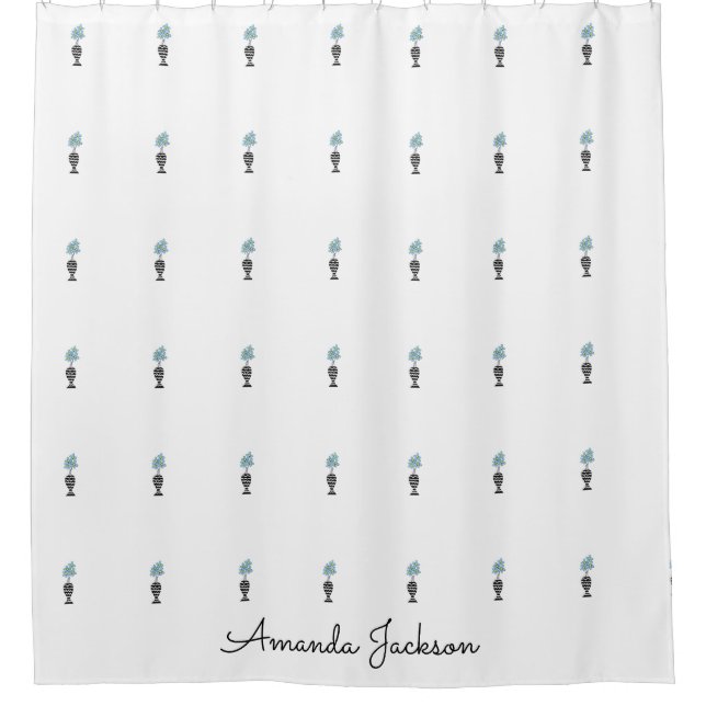 Cortina Para Box Padrão Floral Bonito branco (Frente)