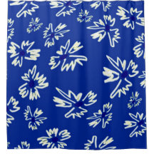 padrão floral branco e azul