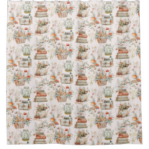 Cortina Para Box Padrão Floral Caprichoso de Cogumelo de Livro Cott