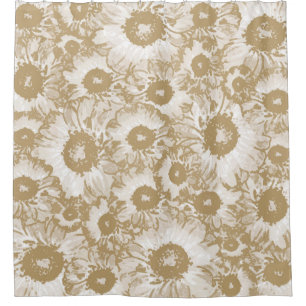 Cortina Para Box Padrão Floral Castanho-claro da Cinza Pastel