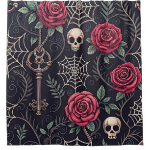 Cortina Para Box Padrão Floral Celestial de Caveira Gótica (4)