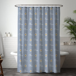 Cortina Para Box Padrão Floral de Margarida Branca de Nome Personal