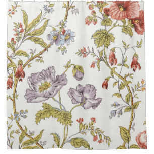 Cortina Para Box Padrão floral de videira de flor bonita vintage