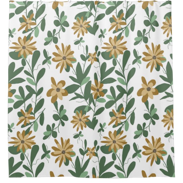 Cortina Para Box Padrão Floral Design 278 Laranja Verde (Frente)