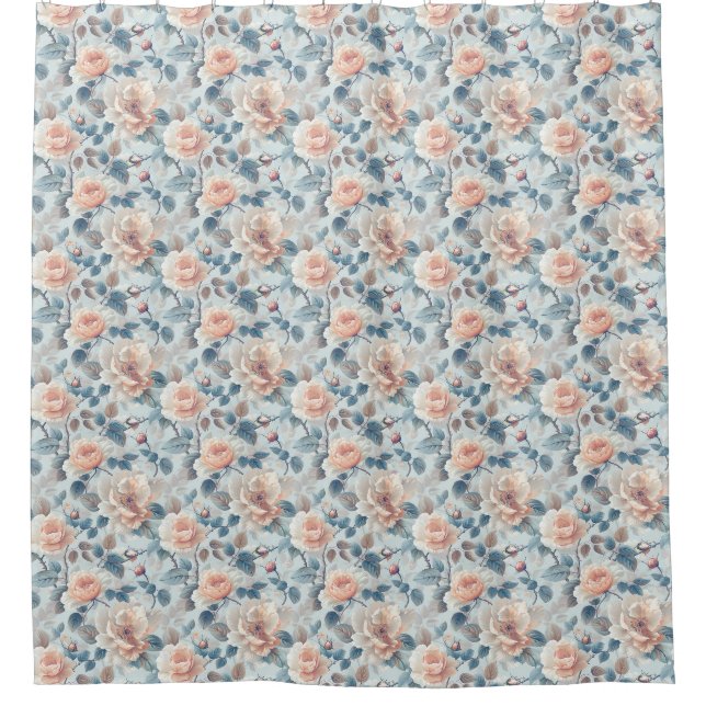 Cortina Para Box Padrão floral elegante. (Frente)