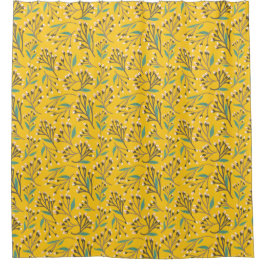 Cortina Para Box Padrão floral em ramos e botões delicados