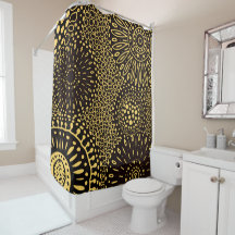 Padrão Floral Étnico Vintage Preto e Dourado