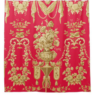 CORTINA PARA BOX PADRÃO FLORAL FRANCÊS, VASOS DE FLOR, ROSAS