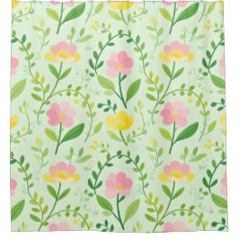 Cortina Para Box Padrão Floral Pastel de Primavera