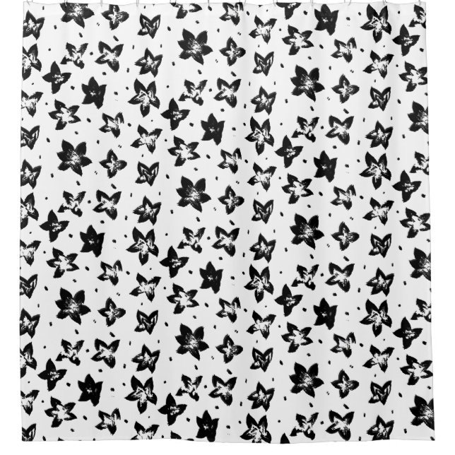 Cortina Para Box Padrão Floral Reconstruído - Gótico acromático (Frente)