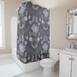 Cortina Para Box Padrão floral roxo escuro simétrico