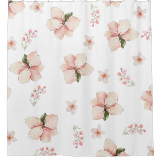 Cortina Para Box Padrão Floral Seamless de Aquarela Suave
