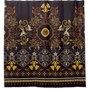 Cortina Para Box Padrão floral sem soldadura. Vintage indian decor