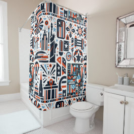 Cortina Para Box Padrão Generativo de 4 de Julho