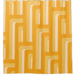 Cortina Para Box Padrão Geométrico Amarelo