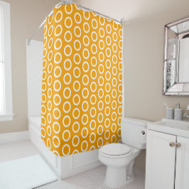 Cortina Para Box Padrão Geométrico Brilhante Amarelo Laranja Branco
