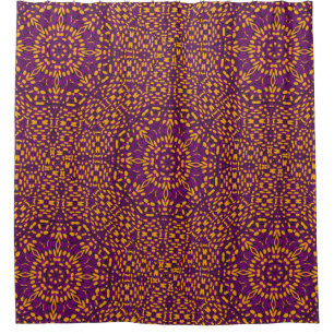 Cortina Para Box Padrão Geométrico Caleidoscópio Laranja Roxo