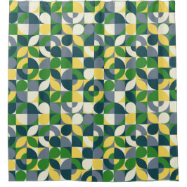 Cortina Para Box Padrão Geométrico Colorido Modern Bauhaus Abstrato