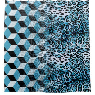 Cortina Para Box Padrão geométrico com pele-leopardo, pateta-leop