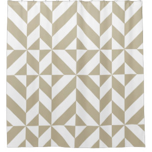 Cortina Para Box Padrão Geométrico do Cubo Clay Beige