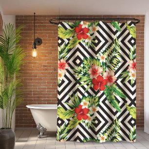 Cortina Para Box Padrão Geométrico Moderno das Flores Exóticas Colo